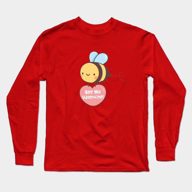 Cute Bee My Valentine Pun Doodle Long Sleeve T-Shirt by rustydoodle